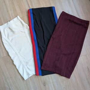 Pencil Skirt Collection - Cream, Black With Stripes, and Burgundy